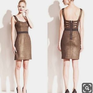 BETSY JOHNSON Structured Black/Gold Dress